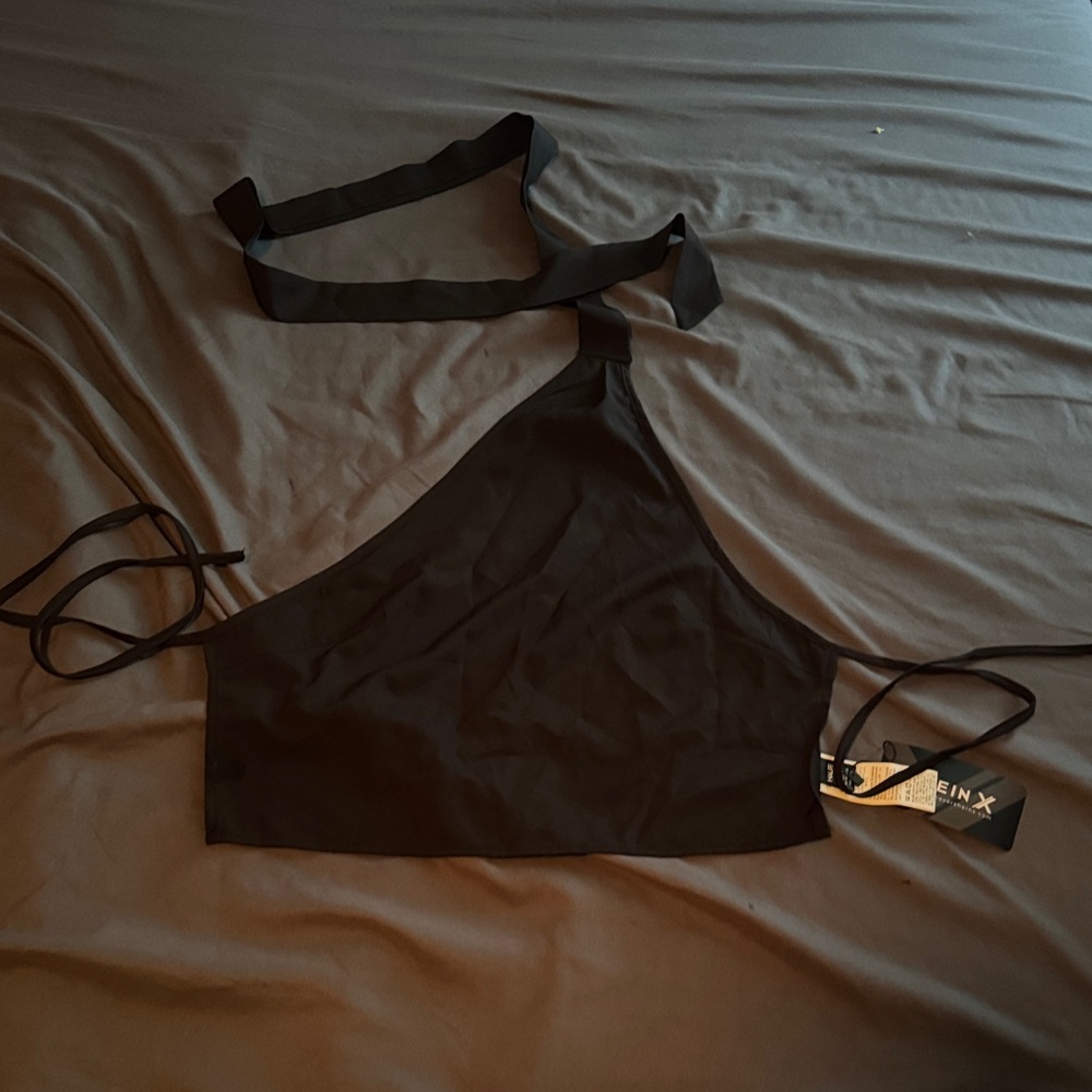 SHEIN Black Halter Top with Tie Straps